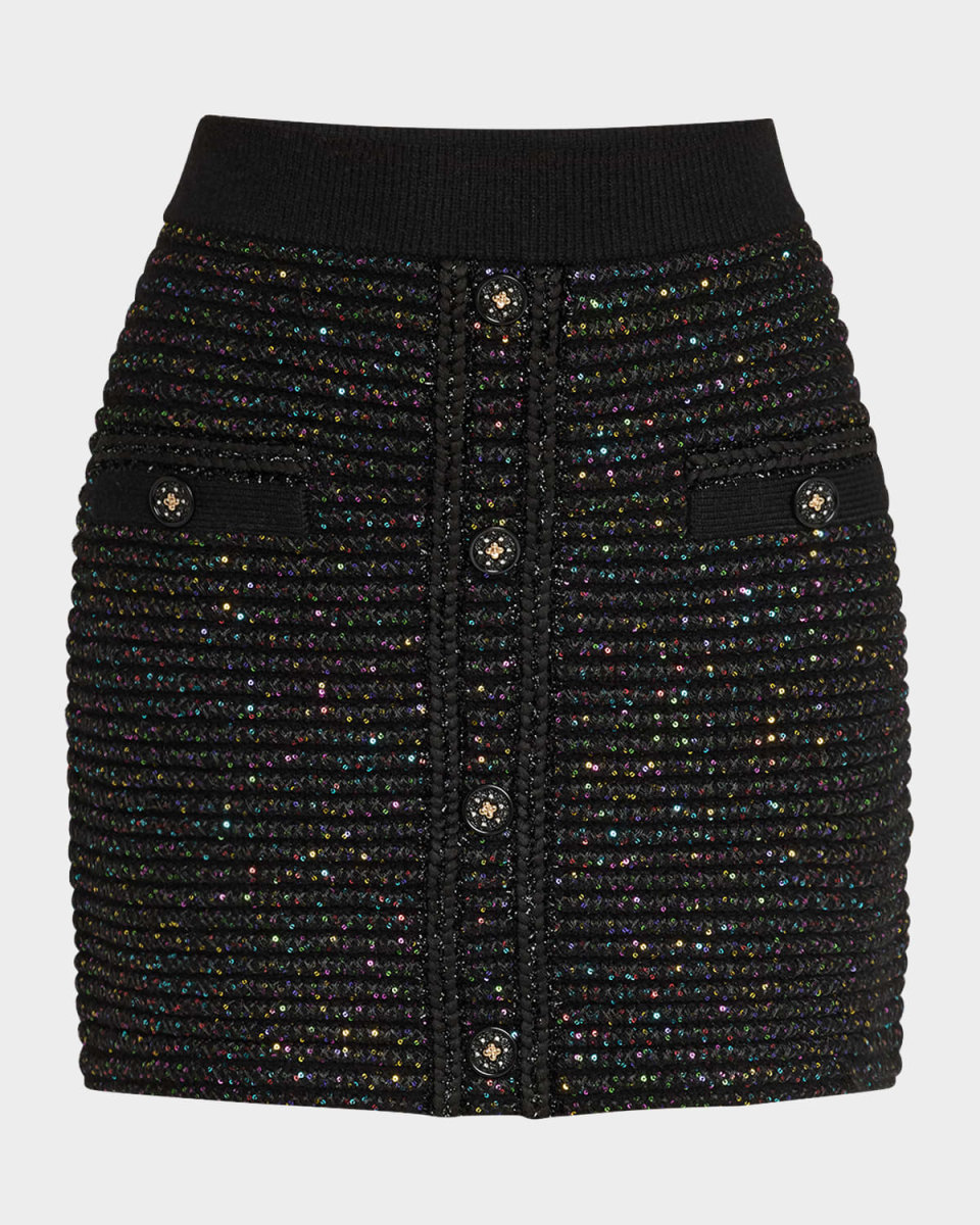Sequin Textured-Knit Mini Skirt